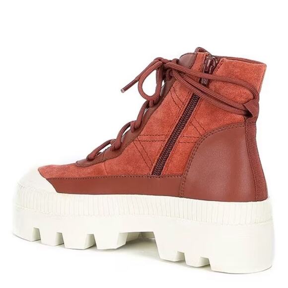 Gianni Bini Red and White Combat Boots - Picture 3 of 6